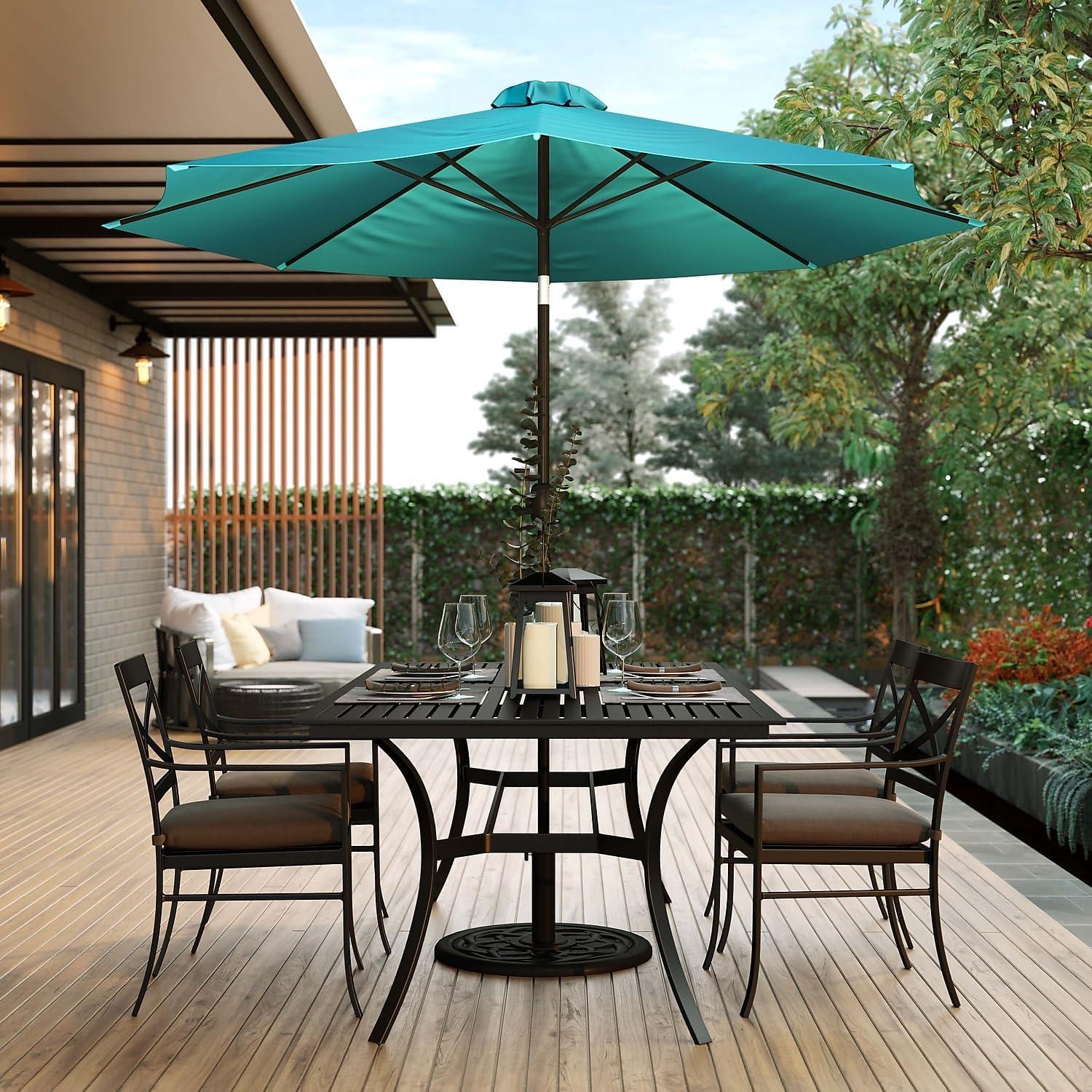 imageFlash Furniture Universal Black Cement Patio Umbrella Base with Weatherproof Plastic Polymer Coating 1925quot DiameterTeal