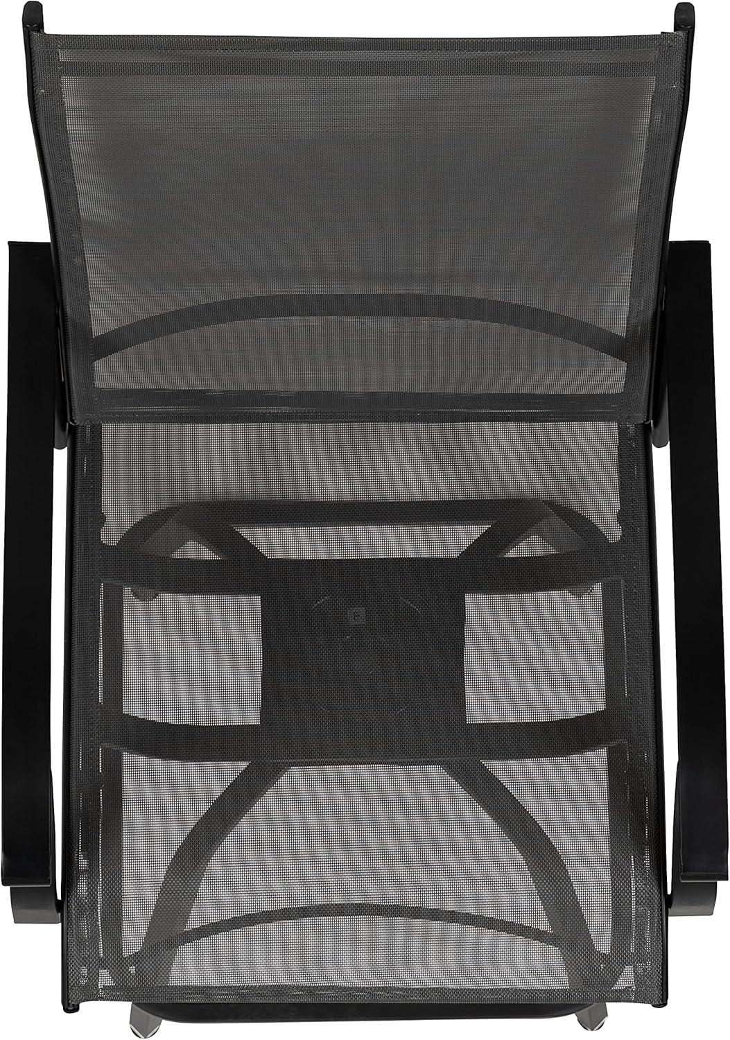 imageFlash Furniture Valerie AllWeather Swivel Patio Barstools with Footrest and Armrests Modern Sling Outdoor Bar Height Stools Set of 2 NavyGrey