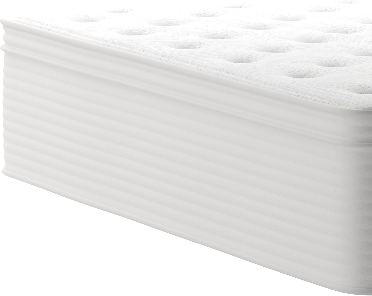 imageFlash Furniture Vista Hospitality Grade Commercial Mattress in a Box 14 Inch Premium Memory Foam Hybrid Pocket Spring Mattress Reinforced Edge Support Queen WhiteKing