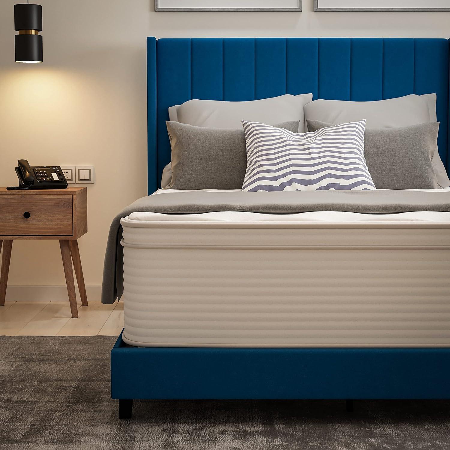 imageFlash Furniture Vista Hospitality Grade Commercial Mattress in a Box 14 Inch Premium Memory Foam Hybrid Pocket Spring Mattress Reinforced Edge Support Queen WhiteFull