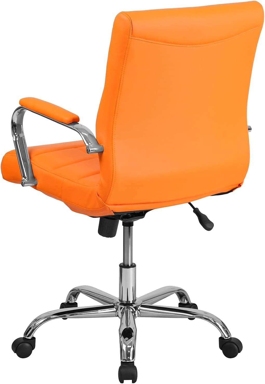 imageFlash Furniture Vivian MidBack Orange Vinyl Executive Swivel Office Chair with Chrome Base and ArmsOrange