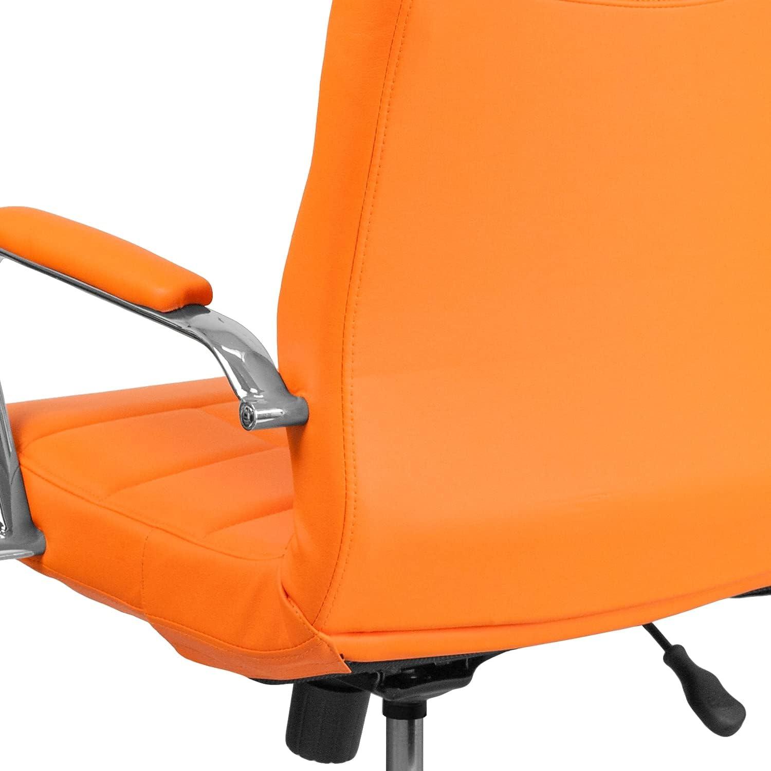 imageFlash Furniture Vivian MidBack Orange Vinyl Executive Swivel Office Chair with Chrome Base and ArmsOrange