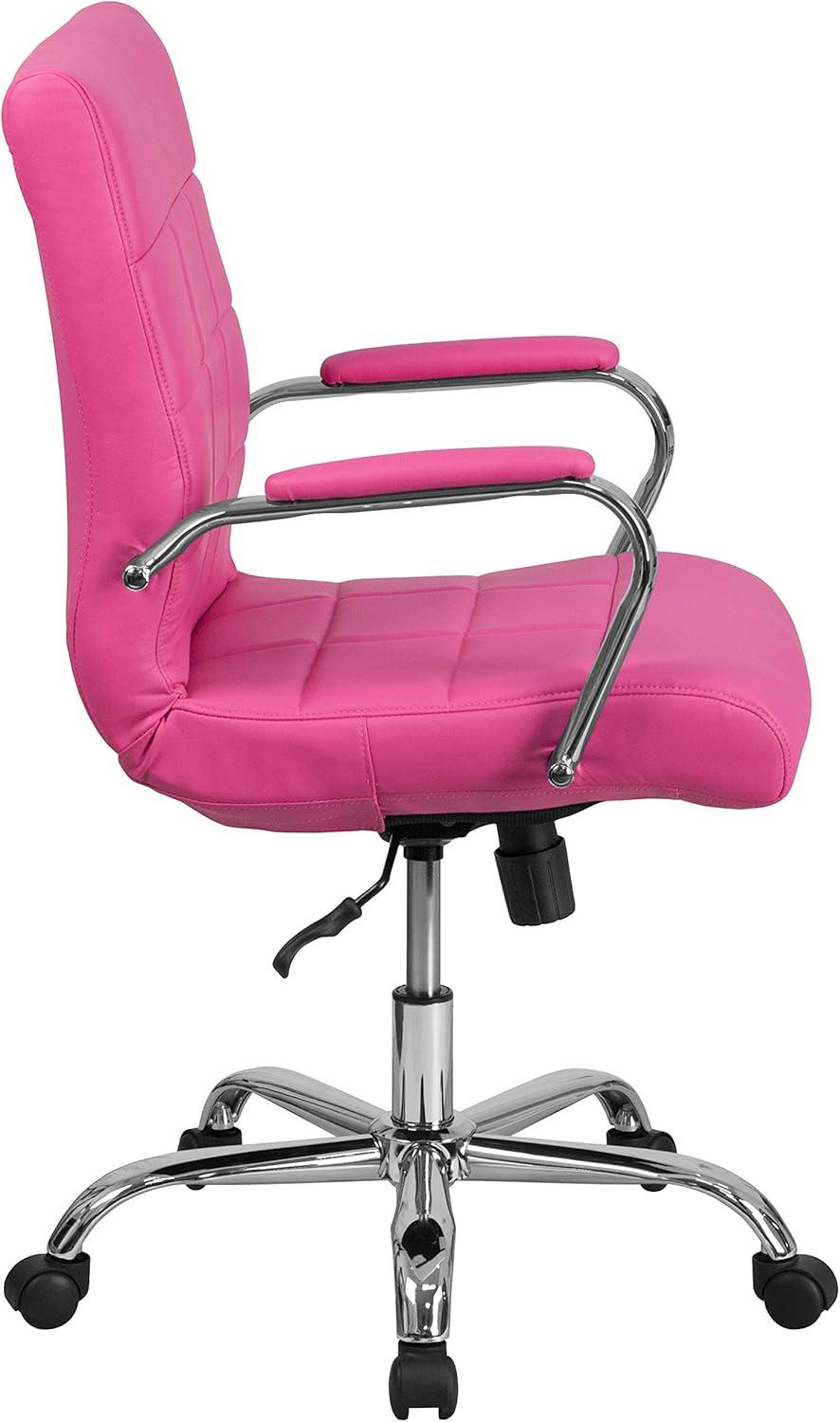 imageFlash Furniture Vivian MidBack Orange Vinyl Executive Swivel Office Chair with Chrome Base and ArmsPink