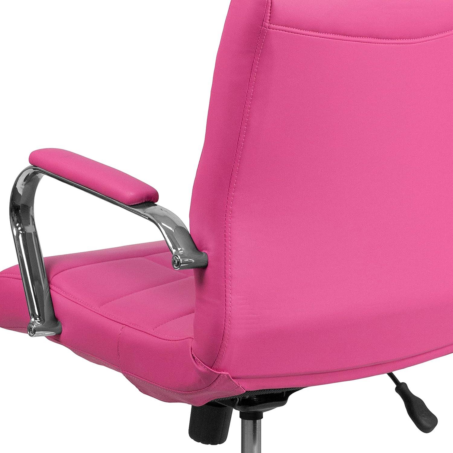 imageFlash Furniture Vivian MidBack Orange Vinyl Executive Swivel Office Chair with Chrome Base and ArmsPink