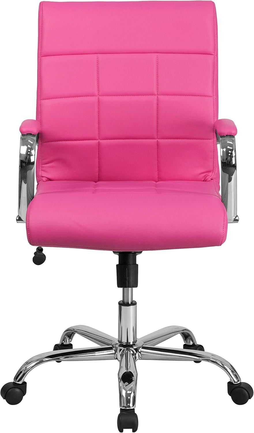 imageFlash Furniture Vivian MidBack Orange Vinyl Executive Swivel Office Chair with Chrome Base and ArmsPink