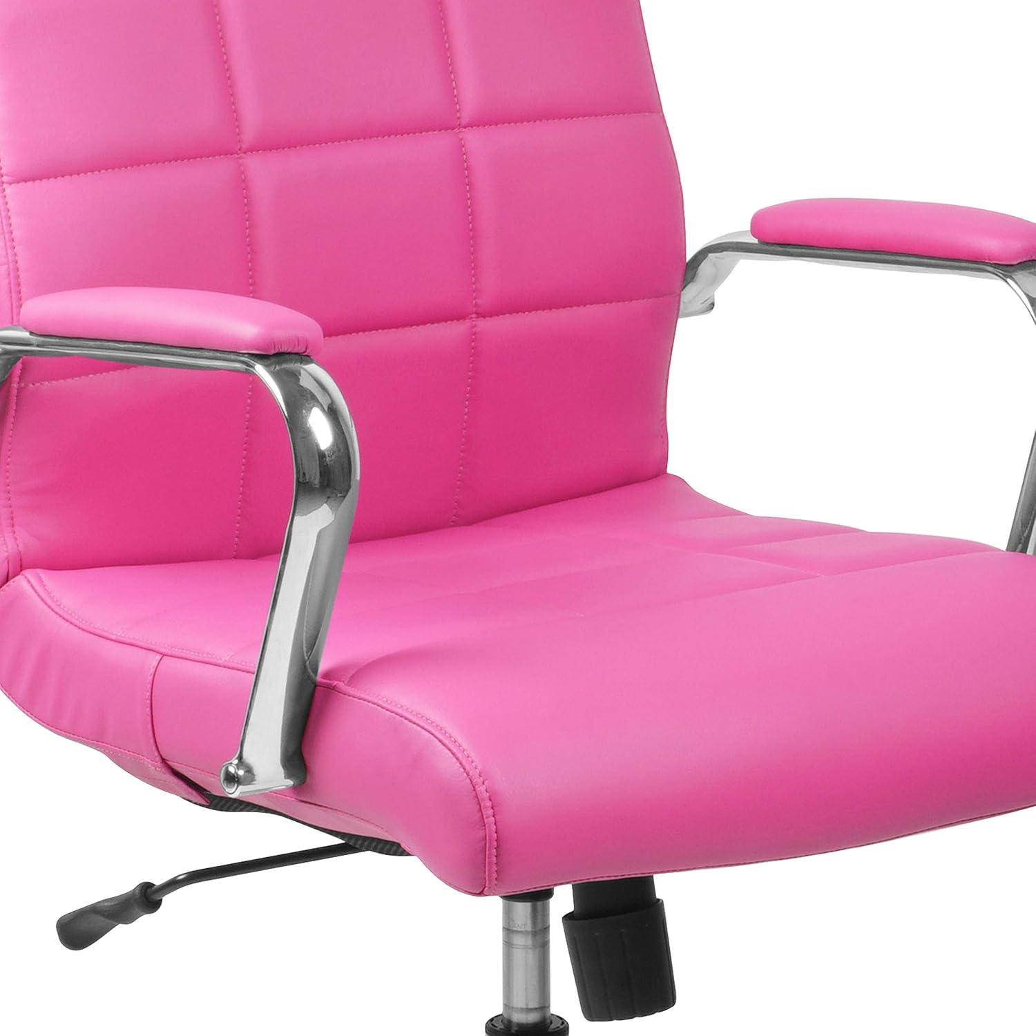 imageFlash Furniture Vivian MidBack Orange Vinyl Executive Swivel Office Chair with Chrome Base and ArmsPink