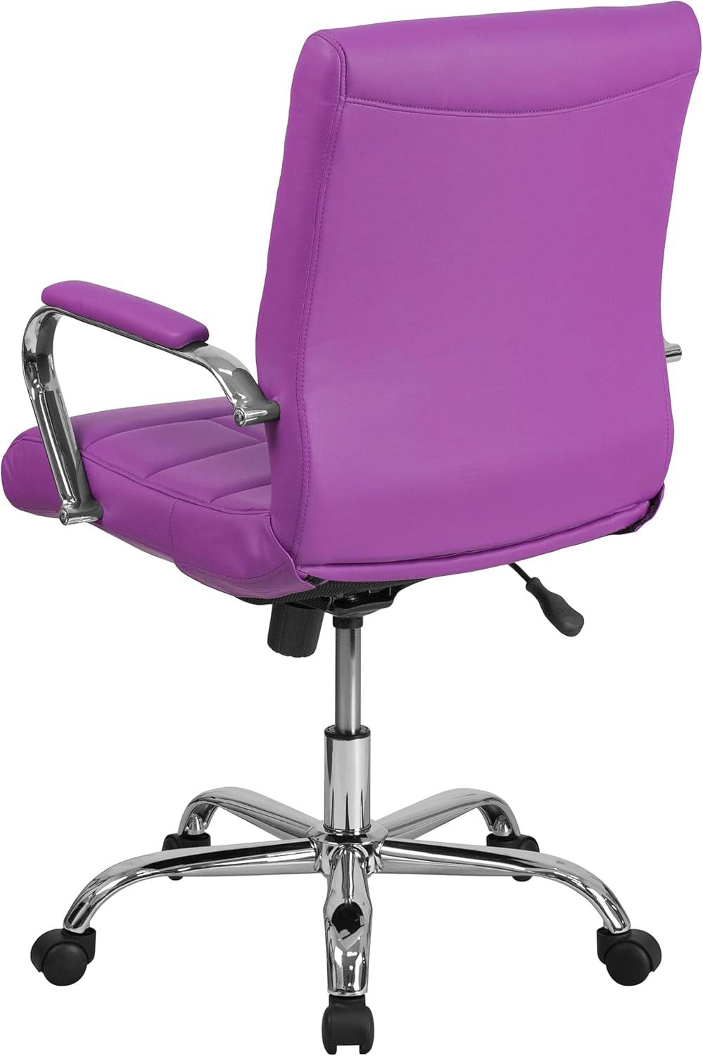 imageFlash Furniture Vivian MidBack Orange Vinyl Executive Swivel Office Chair with Chrome Base and ArmsPurple