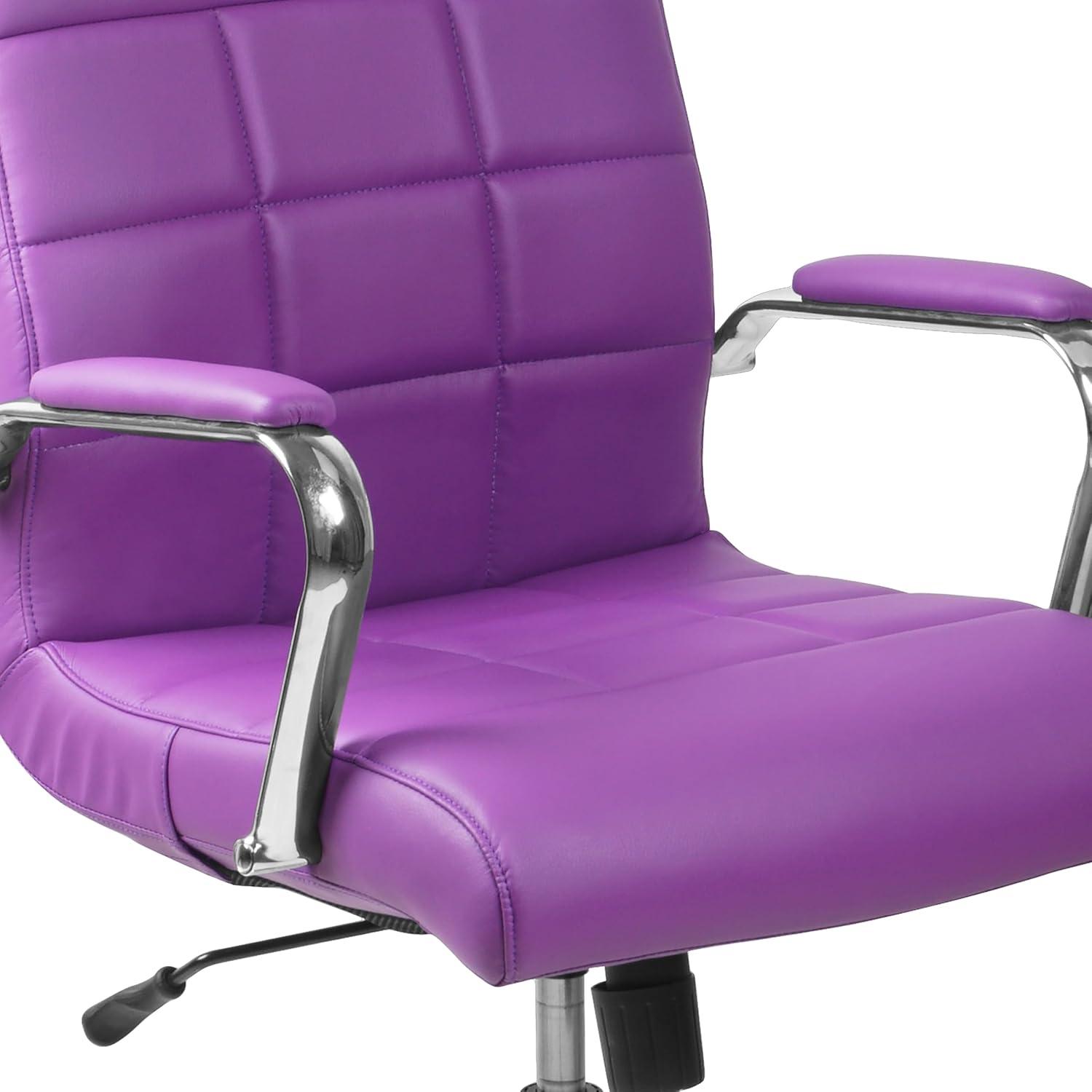 imageFlash Furniture Vivian MidBack Orange Vinyl Executive Swivel Office Chair with Chrome Base and ArmsPurple