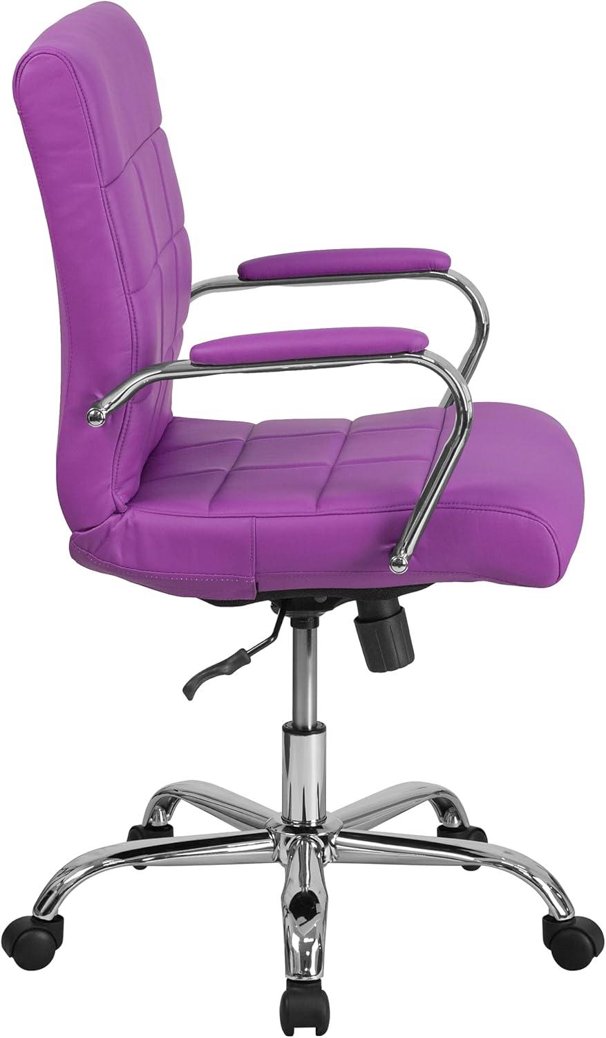 imageFlash Furniture Vivian MidBack Orange Vinyl Executive Swivel Office Chair with Chrome Base and ArmsPurple
