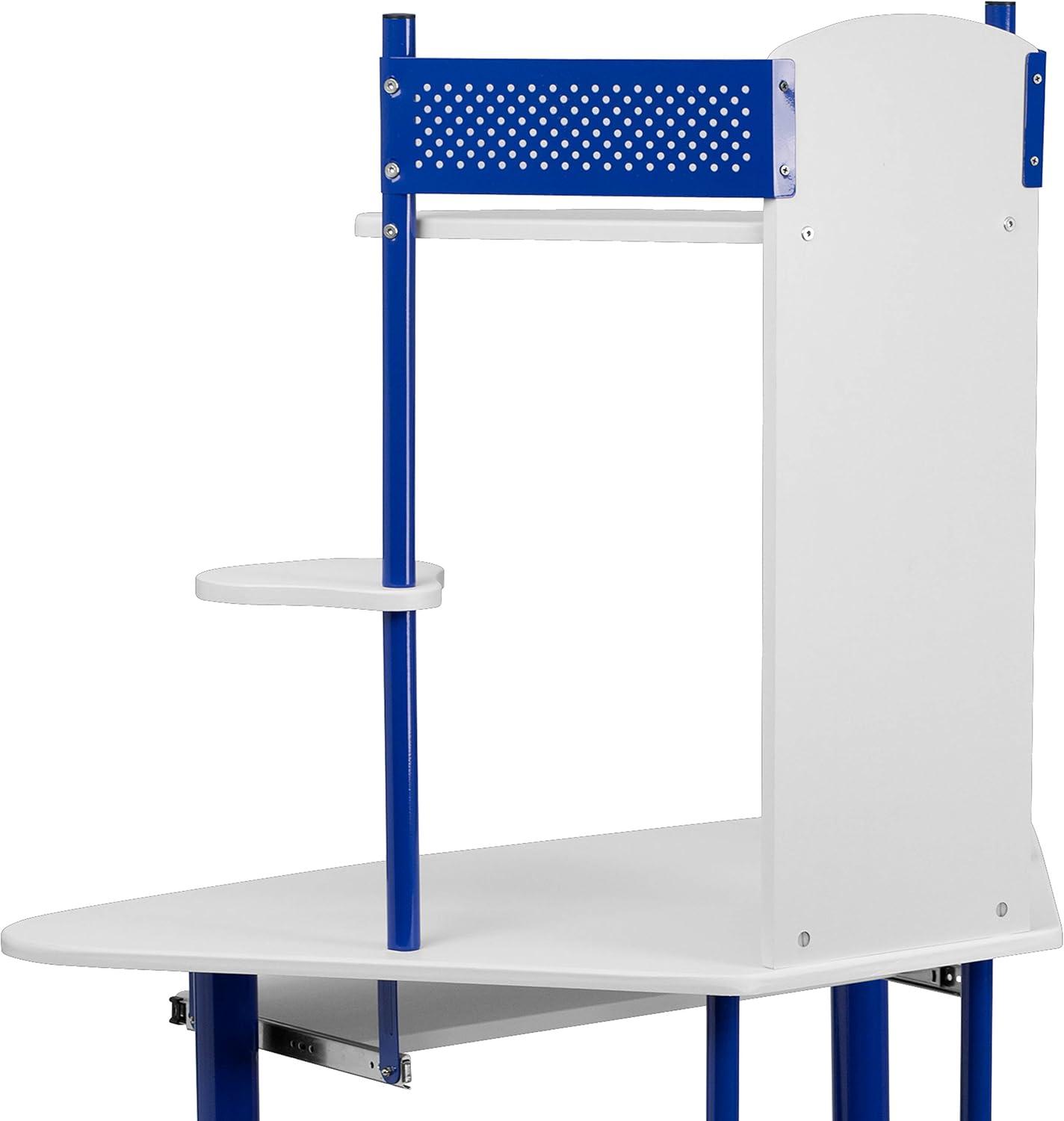 imageFlash Furniture Walker Blue Corner Computer Desk with HutchBlue and White