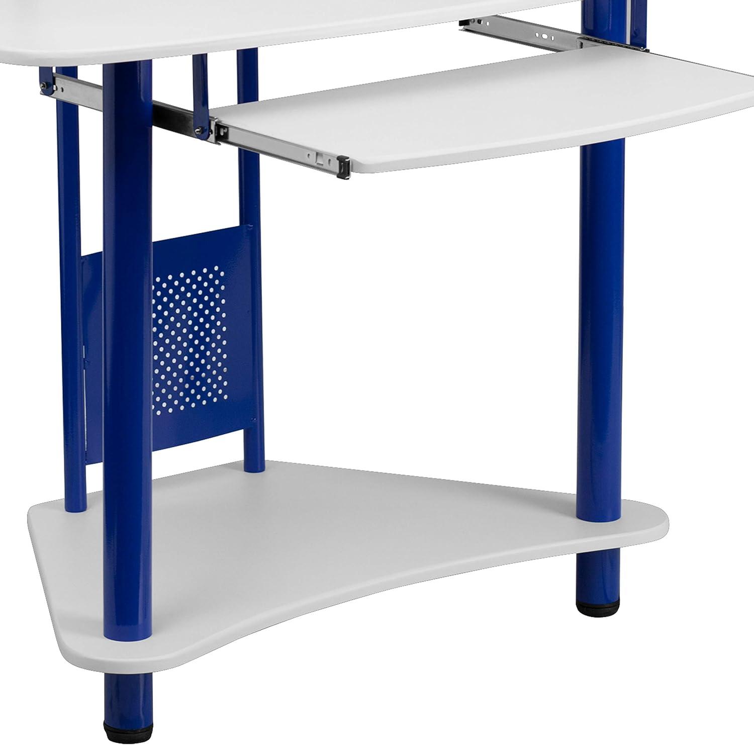 imageFlash Furniture Walker Blue Corner Computer Desk with HutchBlue and White
