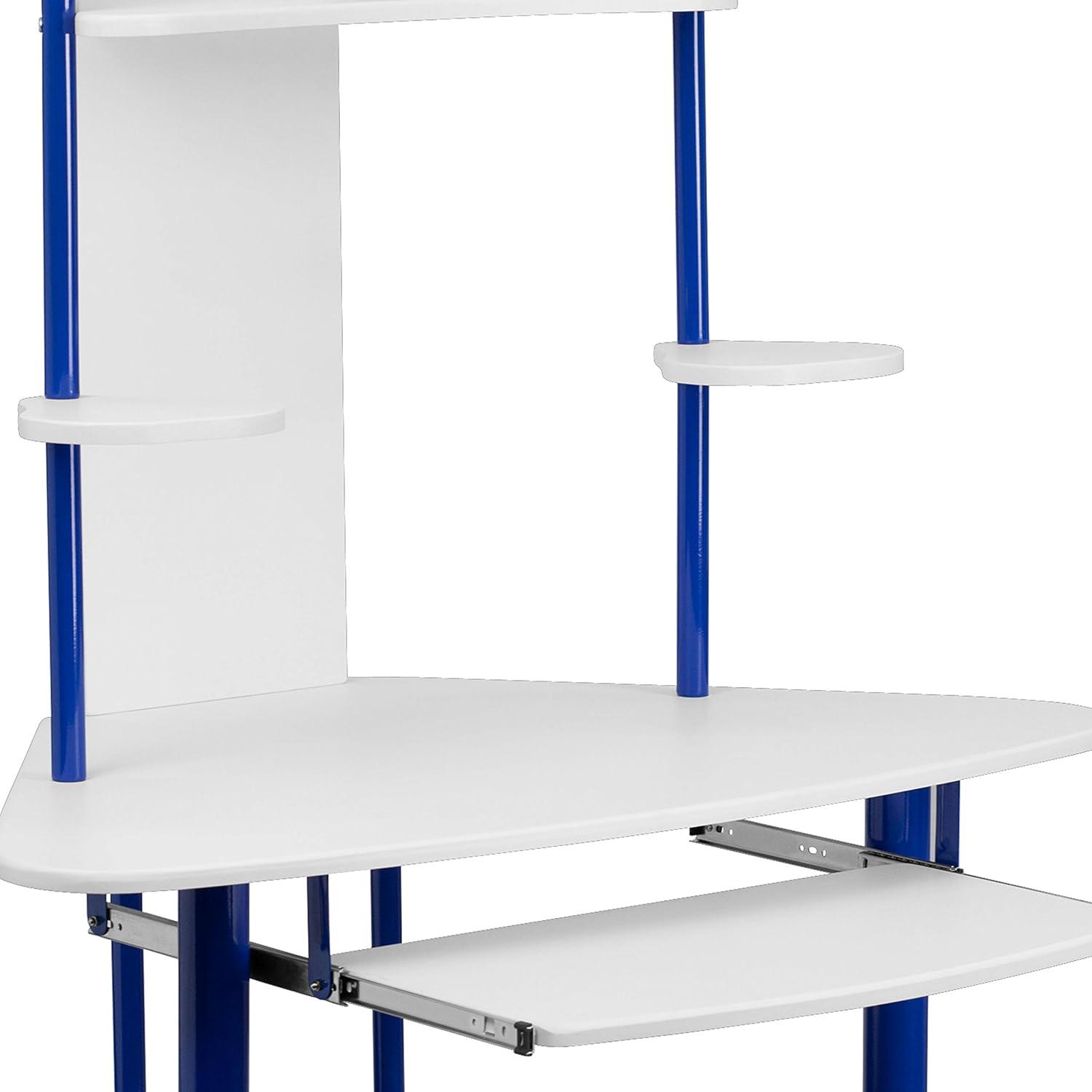 imageFlash Furniture Walker Blue Corner Computer Desk with HutchBlue and White