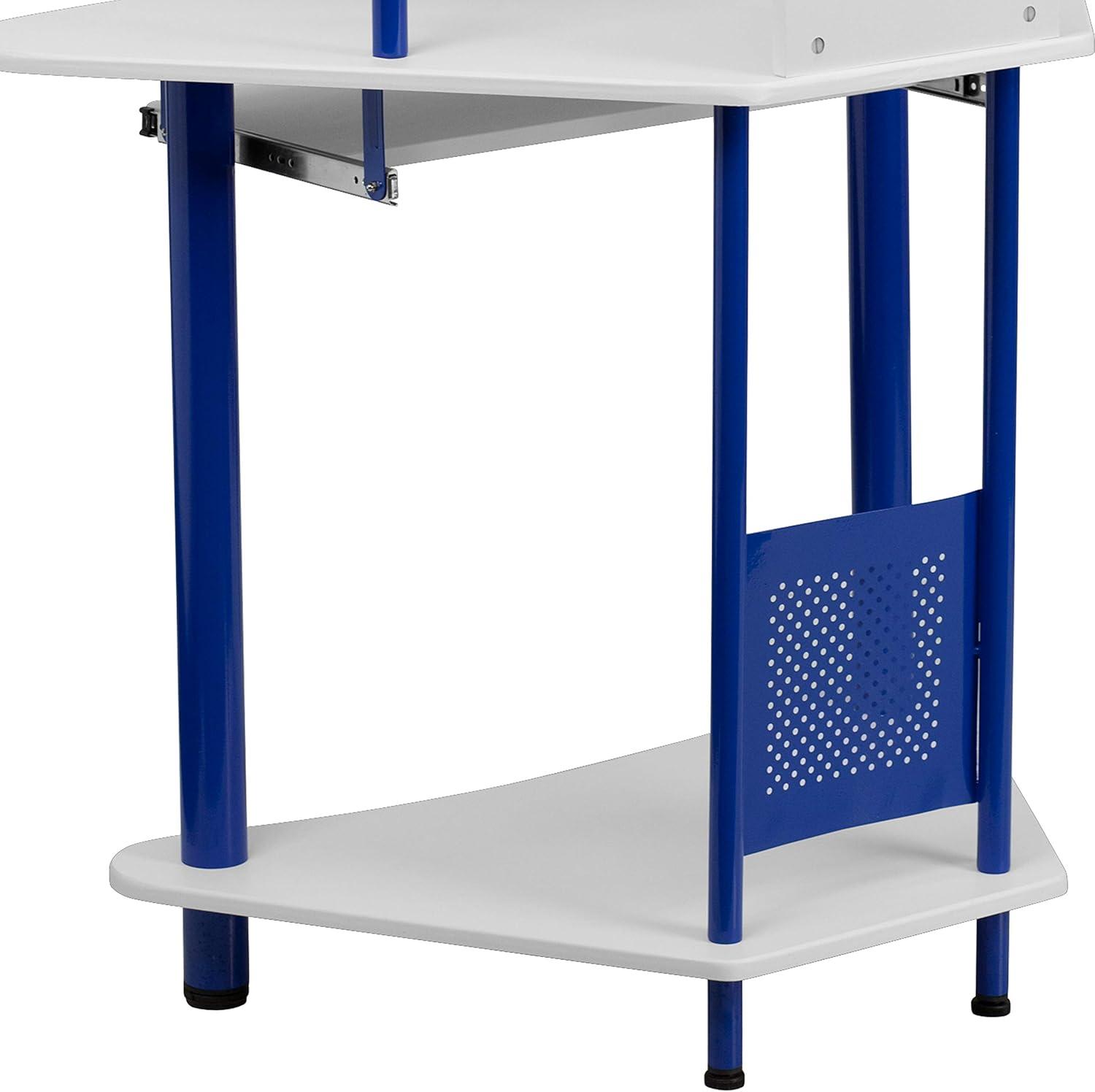 imageFlash Furniture Walker Blue Corner Computer Desk with HutchBlue and White