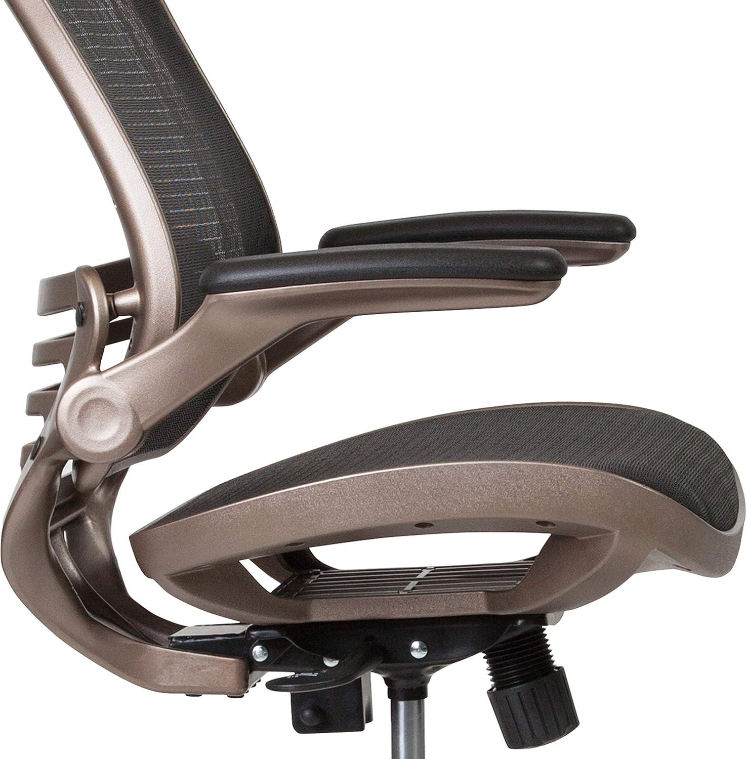 imageFlash Furniture Waylon MidBack Swivel Office Chair with Adjustable Foot Ring and Seat Height Ergonomic Mesh Chair with Armrests BlackGold
