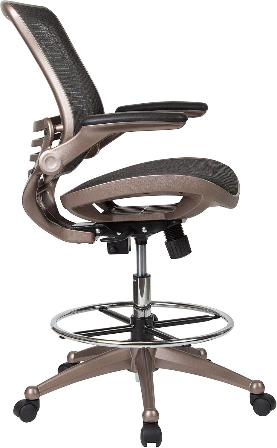imageFlash Furniture Waylon MidBack Swivel Office Chair with Adjustable Foot Ring and Seat Height Ergonomic Mesh Chair with Armrests BlackGold
