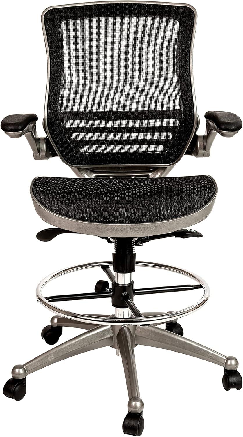 imageFlash Furniture Waylon MidBack Swivel Office Chair with Adjustable Foot Ring and Seat Height Ergonomic Mesh Chair with Armrests BlackSilverSilver