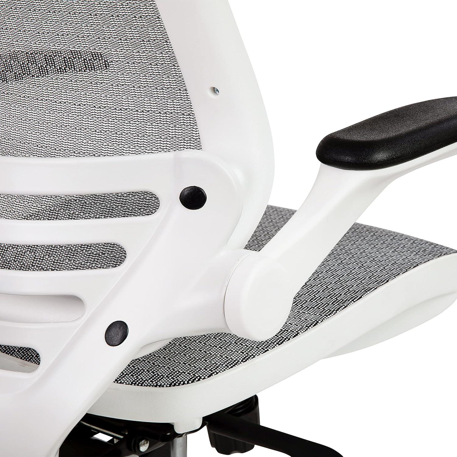 imageFlash Furniture Waylon MidBack Swivel Office Chair with Adjustable Foot Ring and Seat Height Ergonomic Mesh Chair with Armrests BlackSilverWhite
