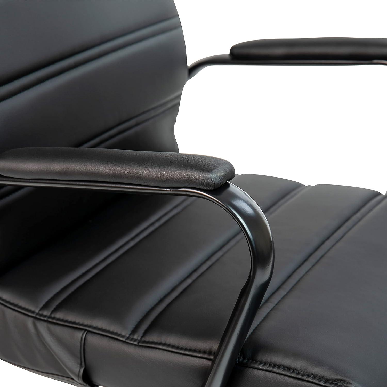 imageFlash Furniture Whitney HighBack Swivel LeatherSoft Desk Chair with Padded Seat and Armrests Adjustable Height Padded Office Chair BlackGoldBlack LeathersoftBlack Frame