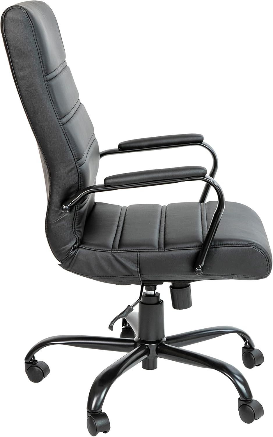 imageFlash Furniture Whitney HighBack Swivel LeatherSoft Desk Chair with Padded Seat and Armrests Adjustable Height Padded Office Chair BlackGoldBlack LeathersoftBlack Frame