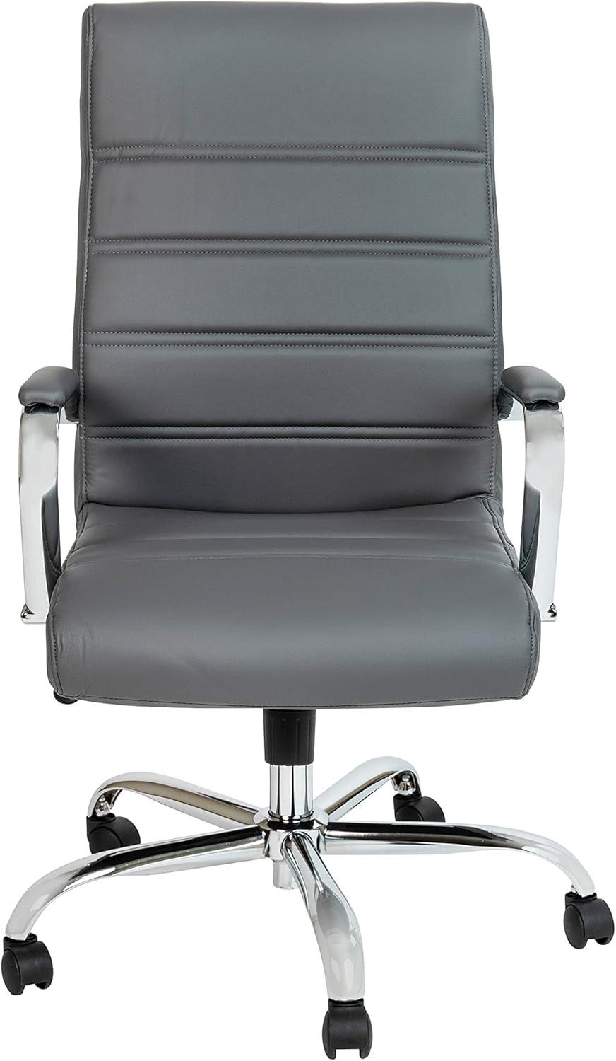 imageFlash Furniture Whitney HighBack Swivel LeatherSoft Desk Chair with Padded Seat and Armrests Adjustable Height Padded Office Chair BlackGoldGray LeathersoftChrome Frame