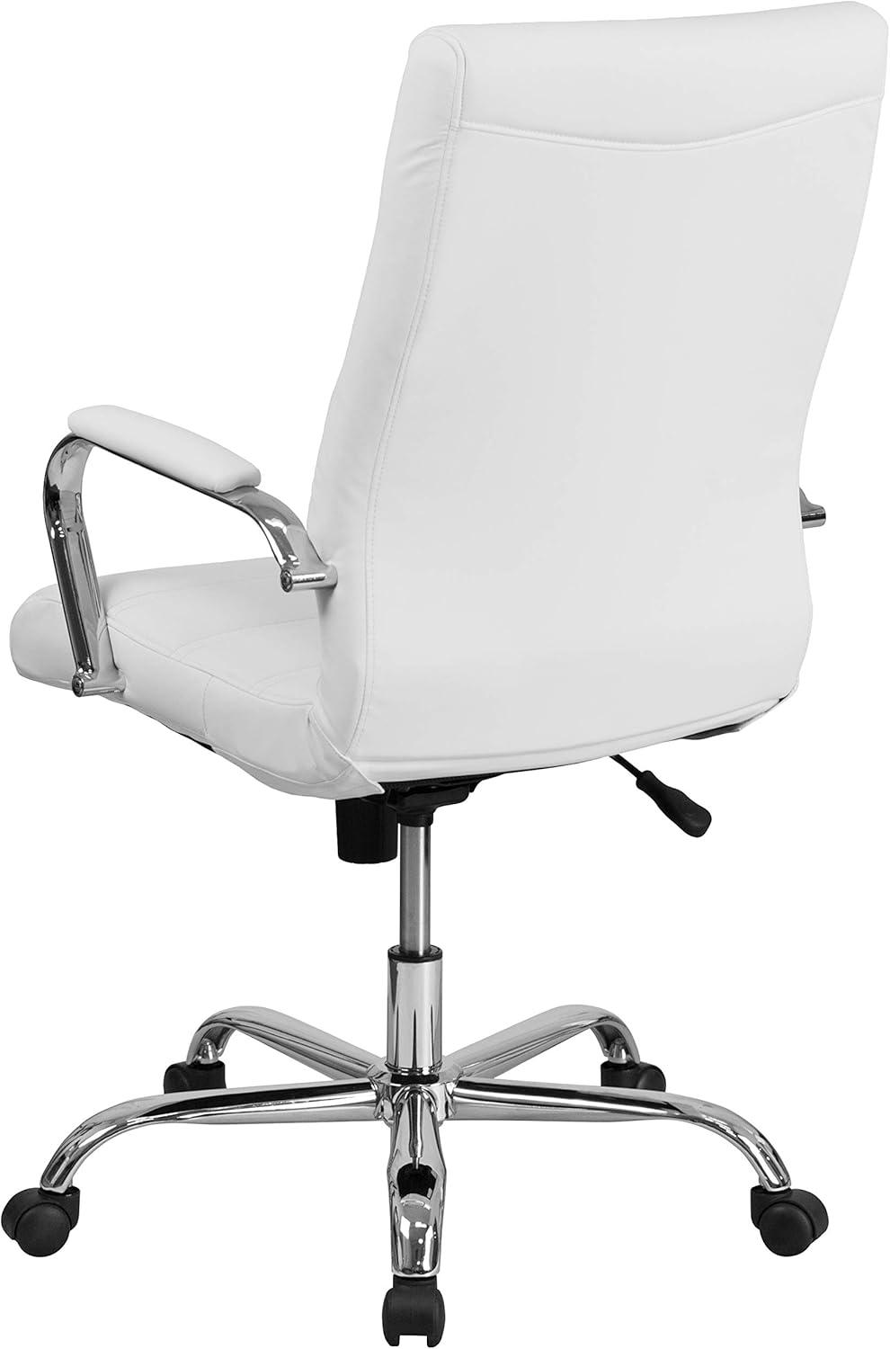 imageFlash Furniture Whitney HighBack Swivel LeatherSoft Desk Chair with Padded Seat and Armrests Adjustable Height Padded Office Chair BlackGoldWhite LeathersoftChrome Frame