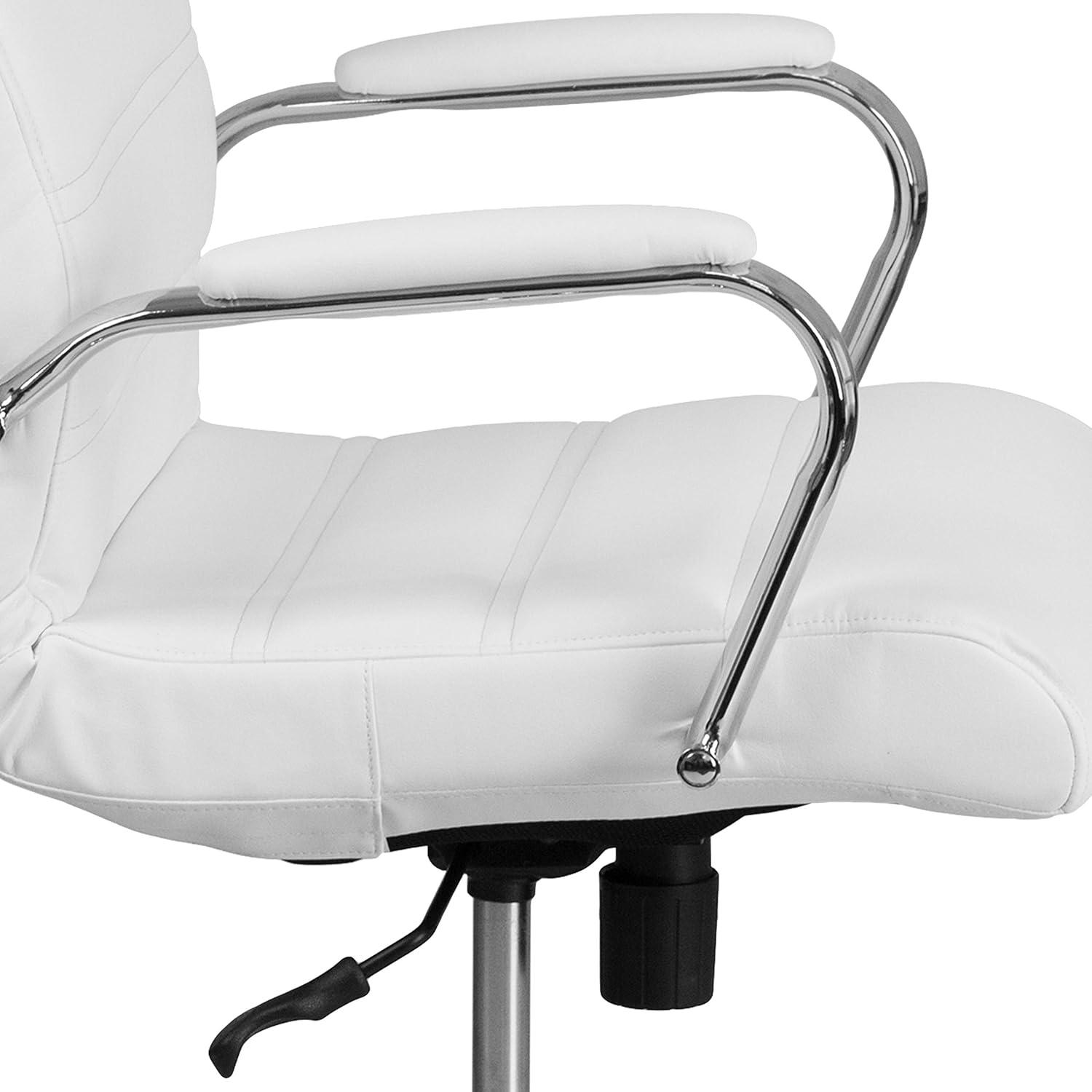 imageFlash Furniture Whitney HighBack Swivel LeatherSoft Desk Chair with Padded Seat and Armrests Adjustable Height Padded Office Chair BlackGoldWhite LeathersoftChrome Frame