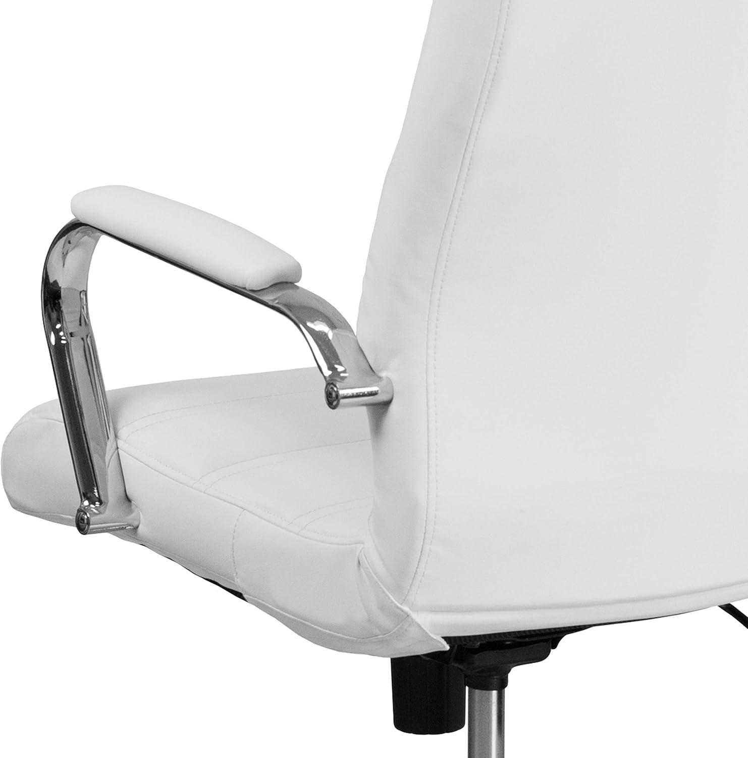imageFlash Furniture Whitney HighBack Swivel LeatherSoft Desk Chair with Padded Seat and Armrests Adjustable Height Padded Office Chair BlackGoldWhite LeathersoftChrome Frame