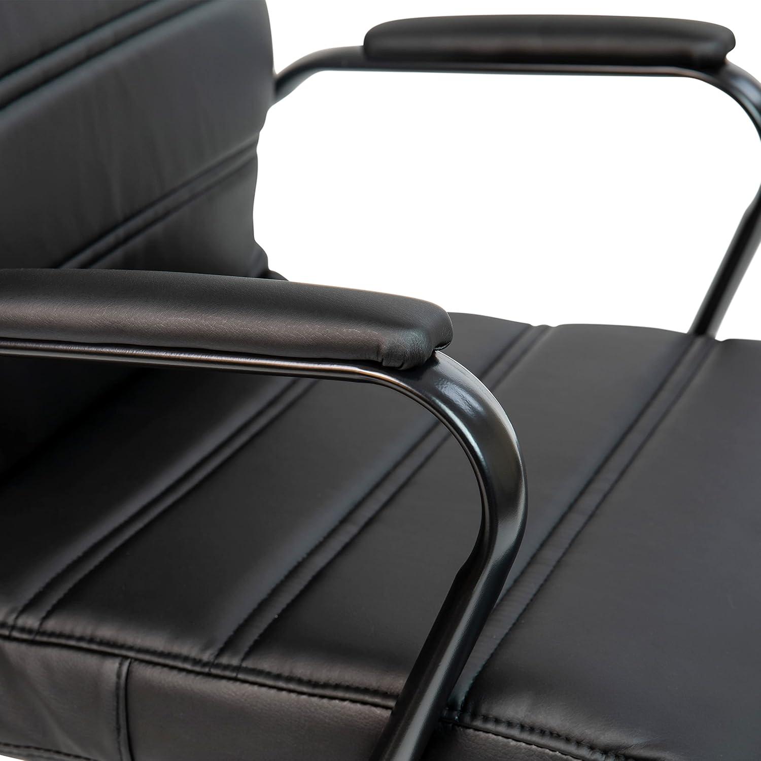 imageFlash Furniture Whitney MidBack Swivel LeatherSoft Desk Chair with Padded Seat and Armrests Adjustable Height Padded Office Chair BlackBlack