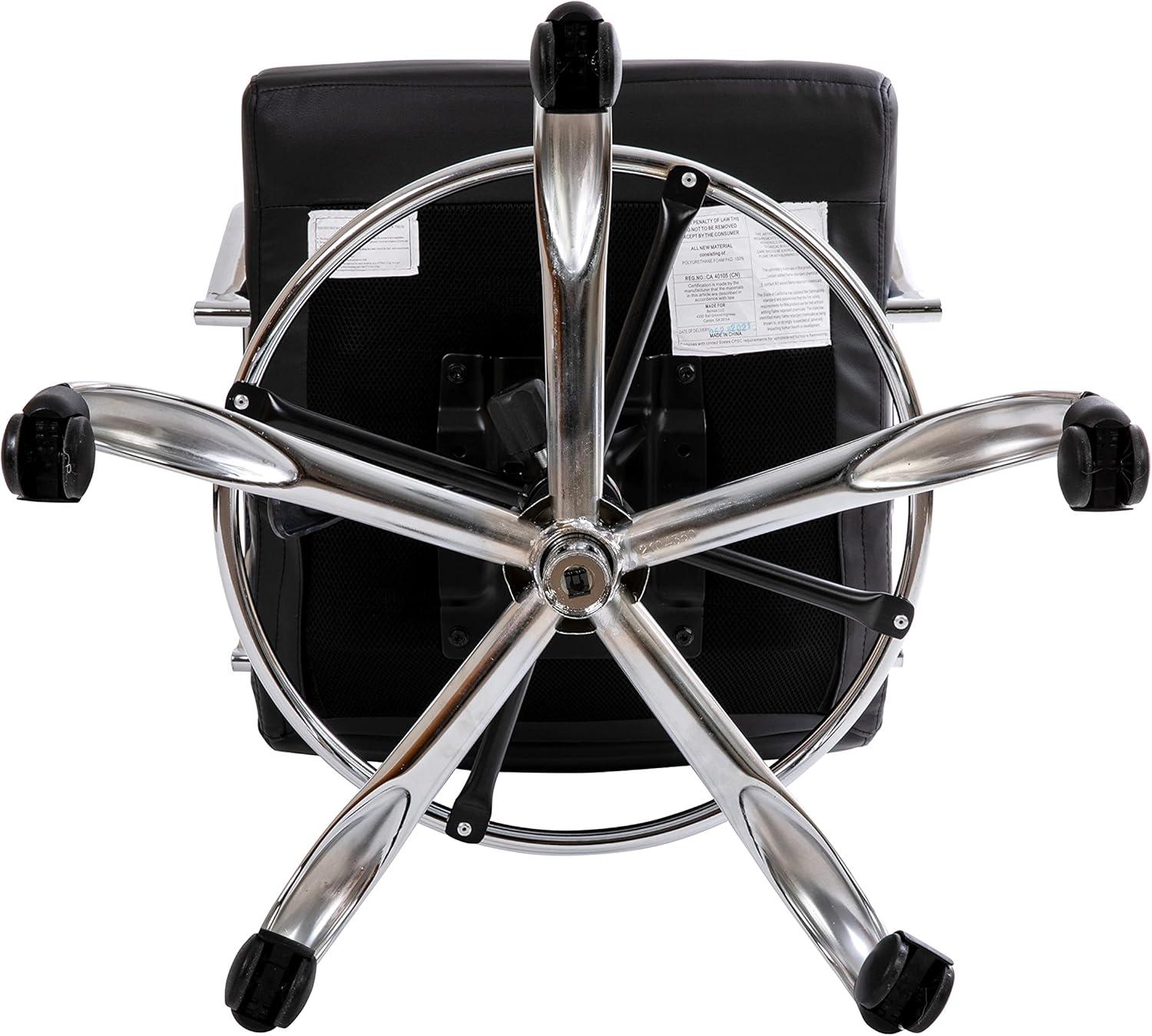 imageFlash Furniture Whitney MidBack Swivel LeatherSoft Drafting Chair with Padded Seat Armrests and Foot Ring Adjustable Office Chair WhiteChromeBlack