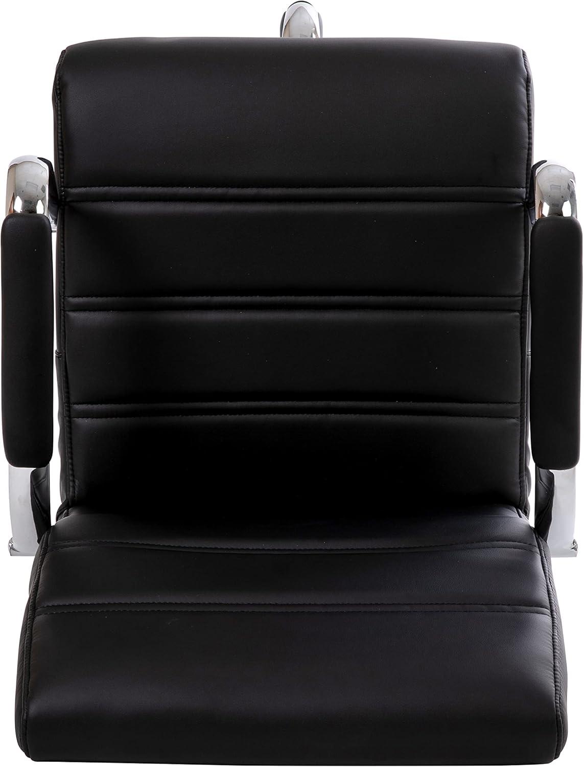 imageFlash Furniture Whitney MidBack Swivel LeatherSoft Drafting Chair with Padded Seat Armrests and Foot Ring Adjustable Office Chair WhiteChromeBlack