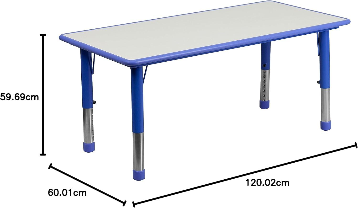 imageFlash Furniture Wren Adjustable Classroom Activity Table for School and Home Plastic Activity Table for Kids 23625quot W x 4725quot L GrayBlueBlue