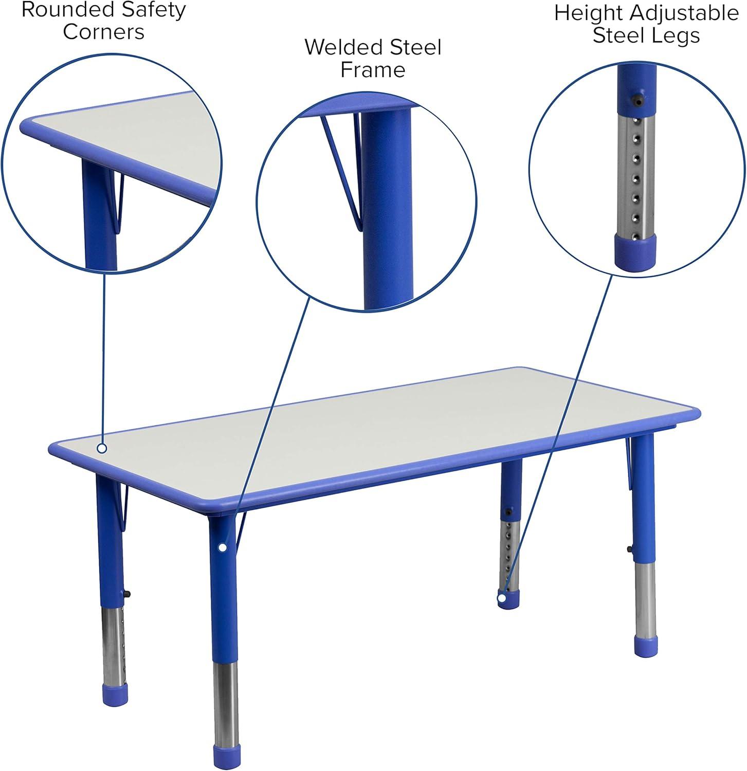 imageFlash Furniture Wren Adjustable Classroom Activity Table for School and Home Plastic Activity Table for Kids 23625quot W x 4725quot L GrayBlueBlue