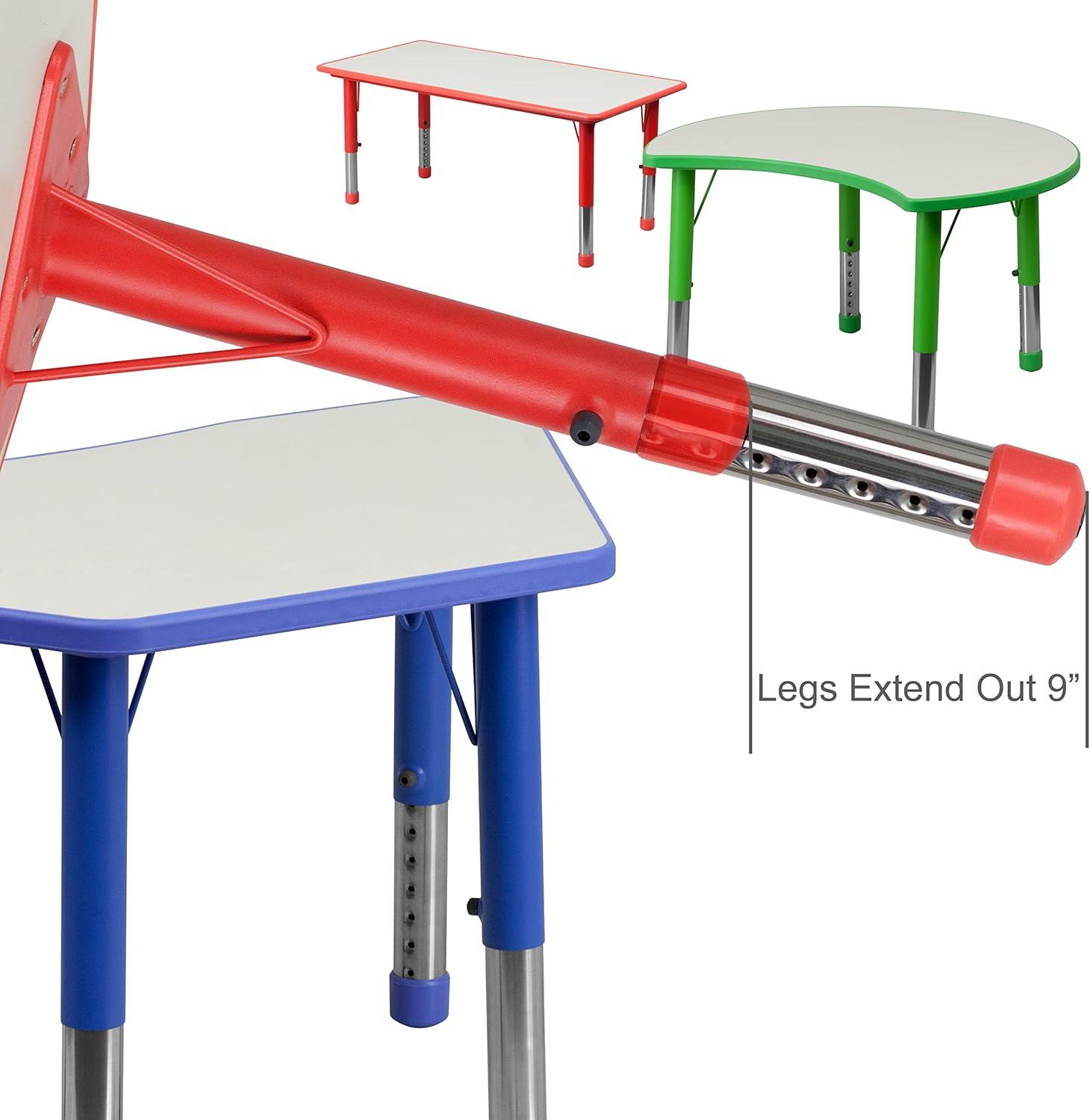 imageFlash Furniture Wren Adjustable Classroom Activity Table for School and Home Plastic Activity Table for Kids 23625quot W x 4725quot L GrayBlueRed