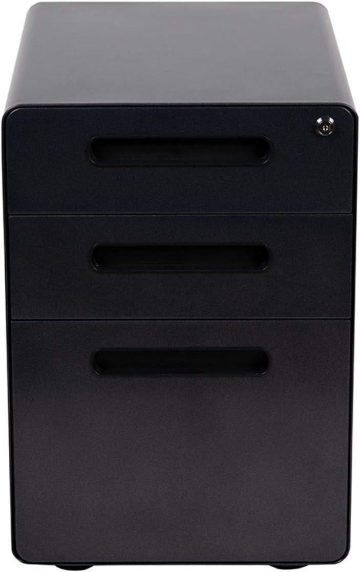 imageFlash Furniture Wren Ergonomic 3Drawer Mobile Locking Filing Cabinet with AntiTilt Mechanism ampamp LetterLegal Drawer White with Red FaceplateBlack