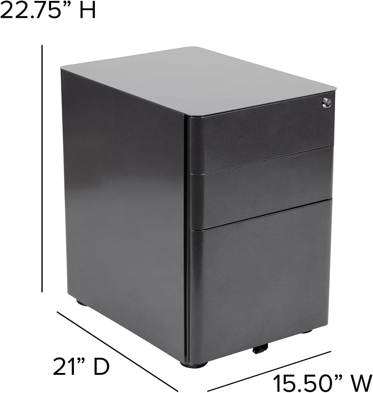 imageFlash Furniture Wren Ergonomic 3Drawer Mobile Locking Filing Cabinet with AntiTilt Mechanism ampamp LetterLegal Drawer White with Red FaceplateBlack