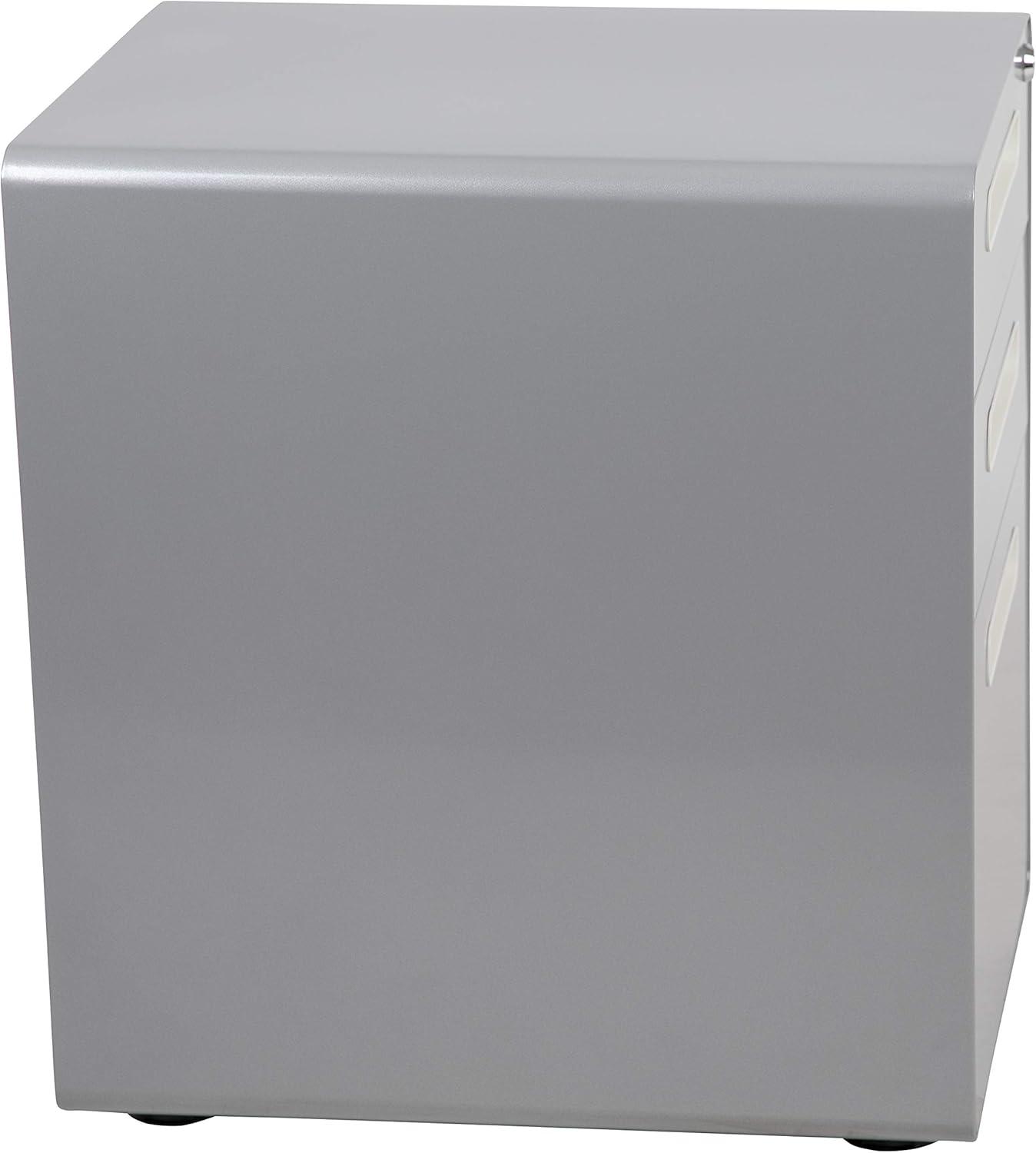 imageFlash Furniture Wren Ergonomic 3Drawer Mobile Locking Filing Cabinet with AntiTilt Mechanism ampamp LetterLegal Drawer White with Red FaceplateGrey