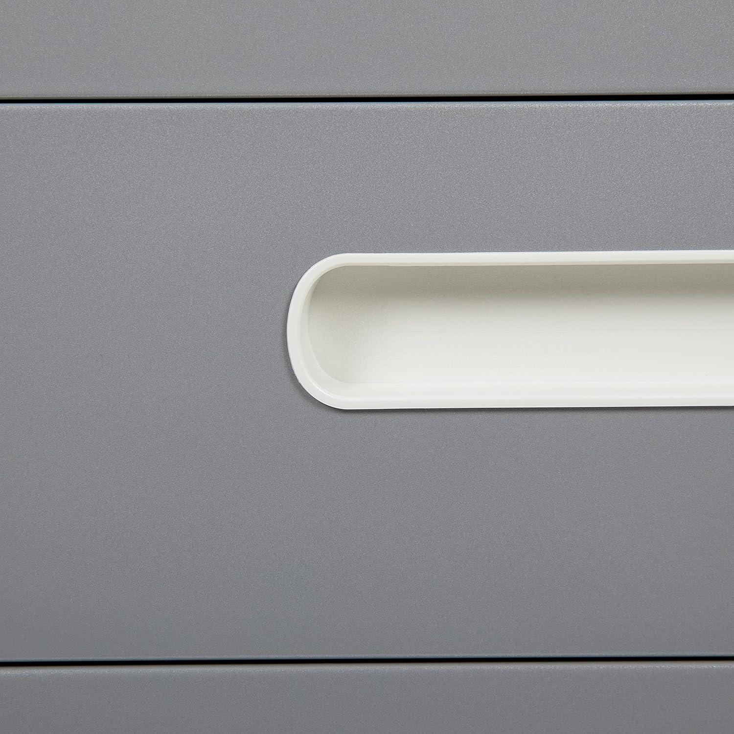 imageFlash Furniture Wren Ergonomic 3Drawer Mobile Locking Filing Cabinet with AntiTilt Mechanism ampamp LetterLegal Drawer White with Red FaceplateGrey