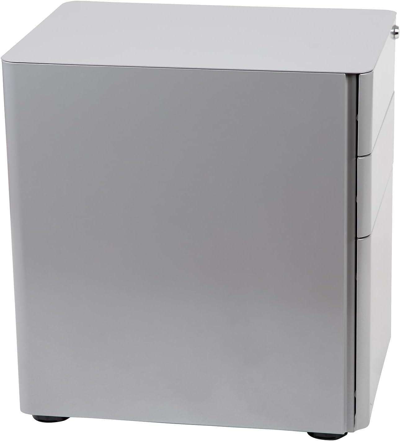 imageFlash Furniture Wren Ergonomic 3Drawer Mobile Locking Filing Cabinet with AntiTilt Mechanism ampamp LetterLegal Drawer White with Red FaceplateGrey