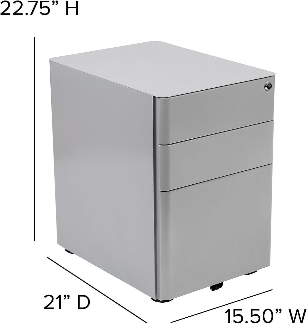 imageFlash Furniture Wren Ergonomic 3Drawer Mobile Locking Filing Cabinet with AntiTilt Mechanism ampamp LetterLegal Drawer White with Red FaceplateGrey