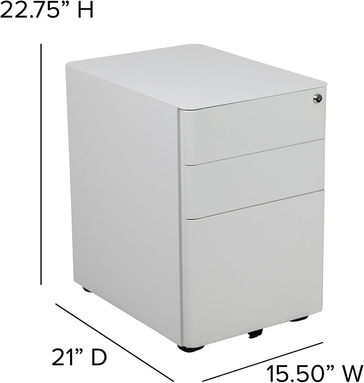 imageFlash Furniture Wren Ergonomic 3Drawer Mobile Locking Filing Cabinet with AntiTilt Mechanism ampamp LetterLegal Drawer White with Red FaceplateWhite