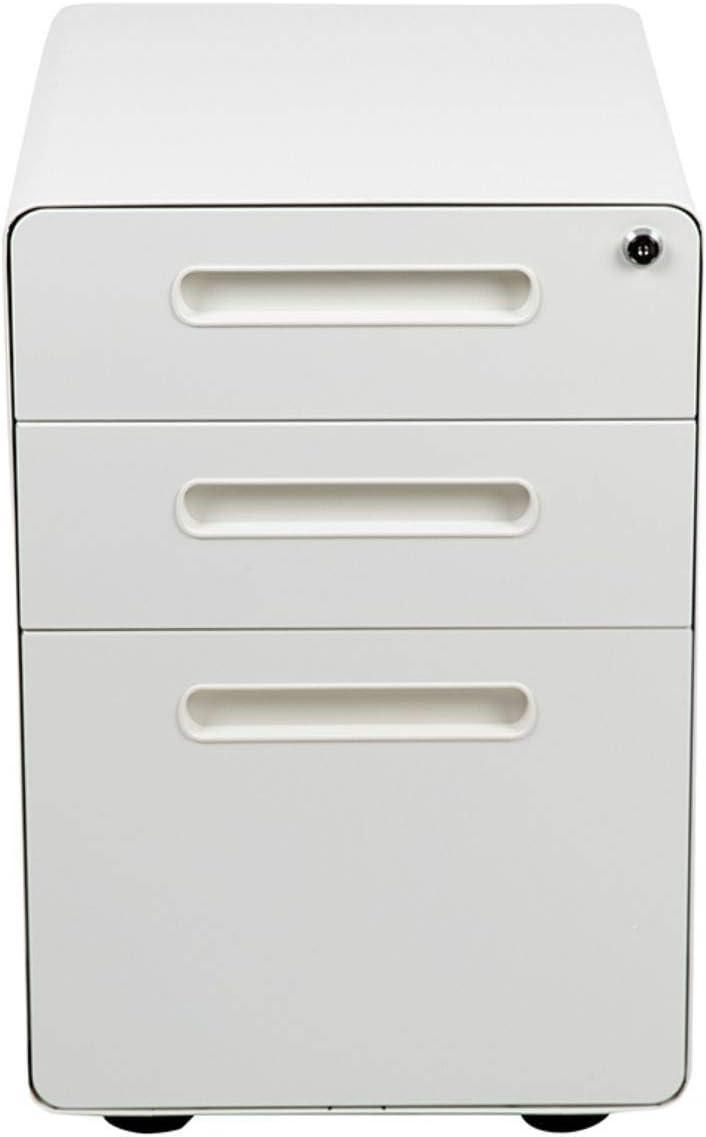 imageFlash Furniture Wren Ergonomic 3Drawer Mobile Locking Filing Cabinet with AntiTilt Mechanism ampamp LetterLegal Drawer White with Red FaceplateWhite