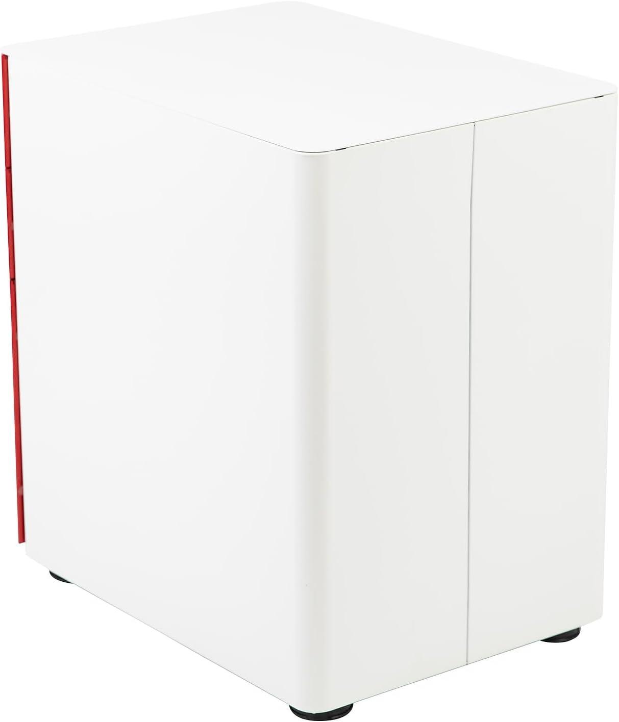 imageFlash Furniture Wren Ergonomic 3Drawer Mobile Locking Filing Cabinet with AntiTilt Mechanism ampamp LetterLegal Drawer White with Red FaceplateWhite and Red