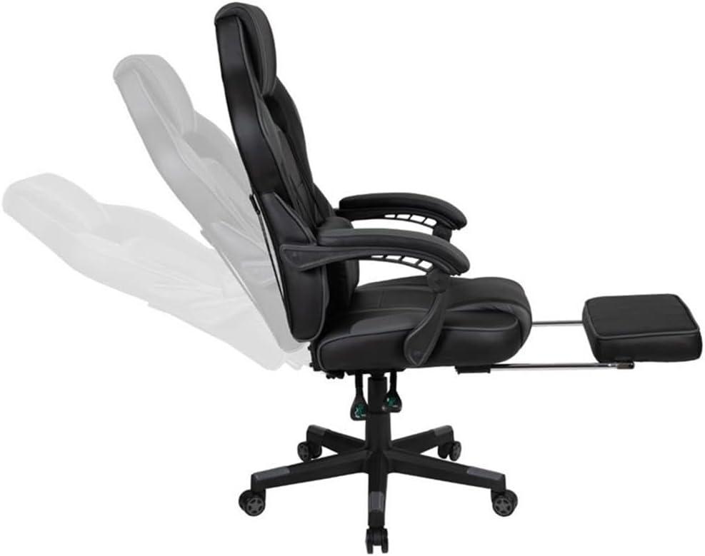 imageFlash Furniture X30 Gaming Chair Racing Office Ergonomic Computer Chair with Fully Reclining Back and SlideOut Footrest in Gray LeatherSoftBlackGray