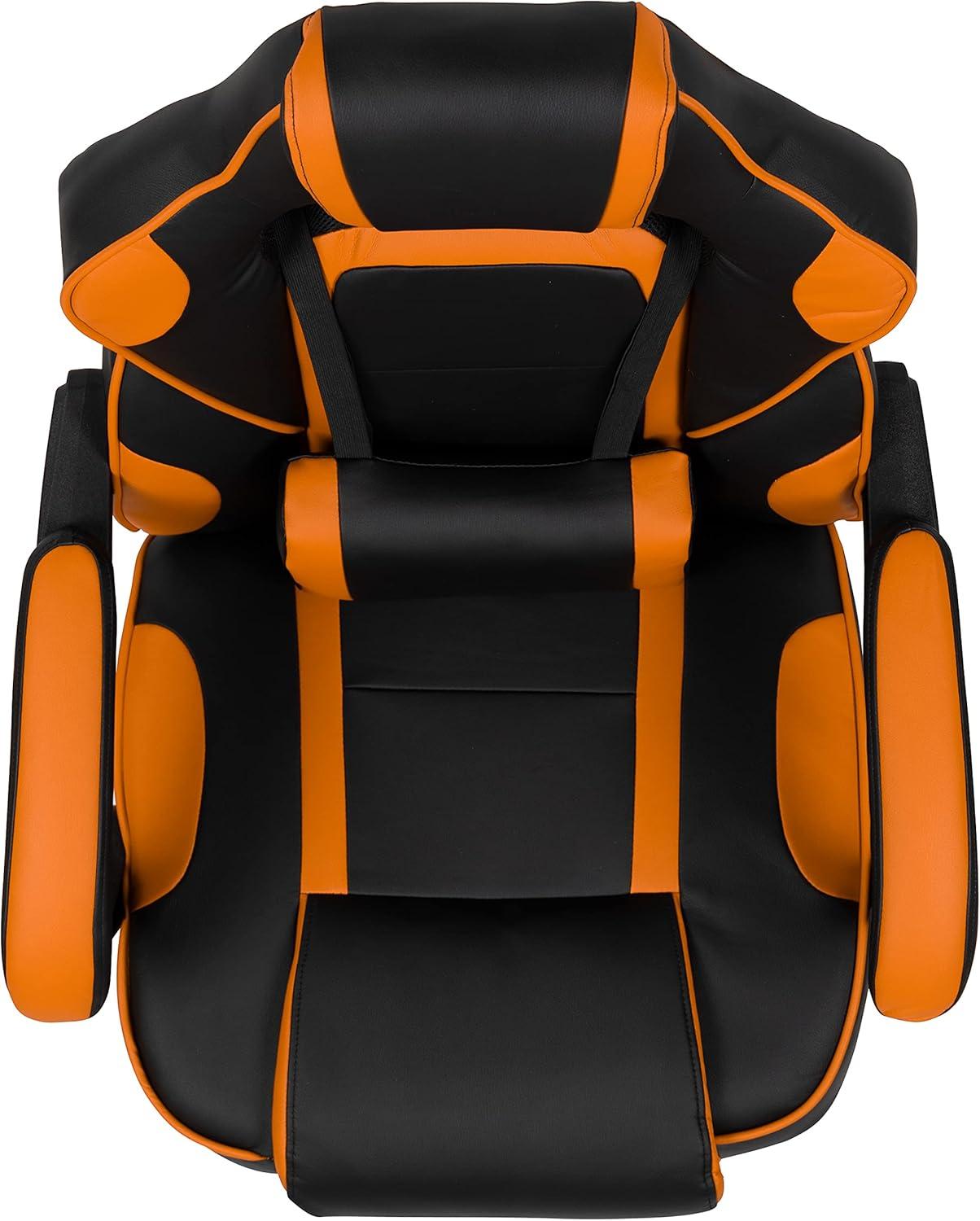 imageFlash Furniture X30 Gaming Chair Racing Office Ergonomic Computer Chair with Fully Reclining Back and SlideOut Footrest in Gray LeatherSoftBlackOrange