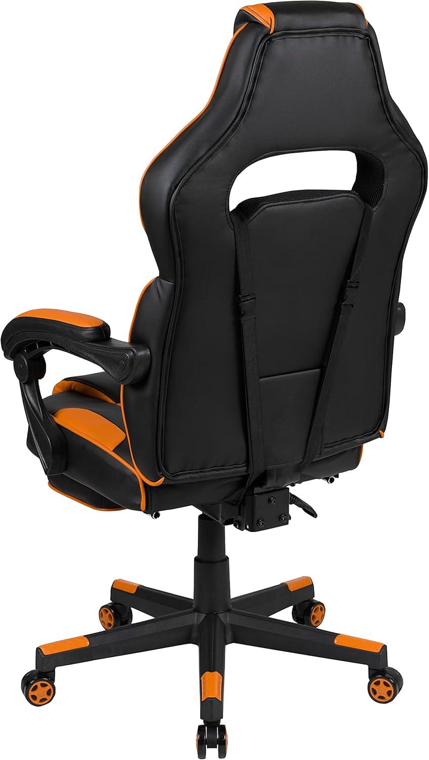 imageFlash Furniture X30 Gaming Chair Racing Office Ergonomic Computer Chair with Fully Reclining Back and SlideOut Footrest in Gray LeatherSoftBlackOrange