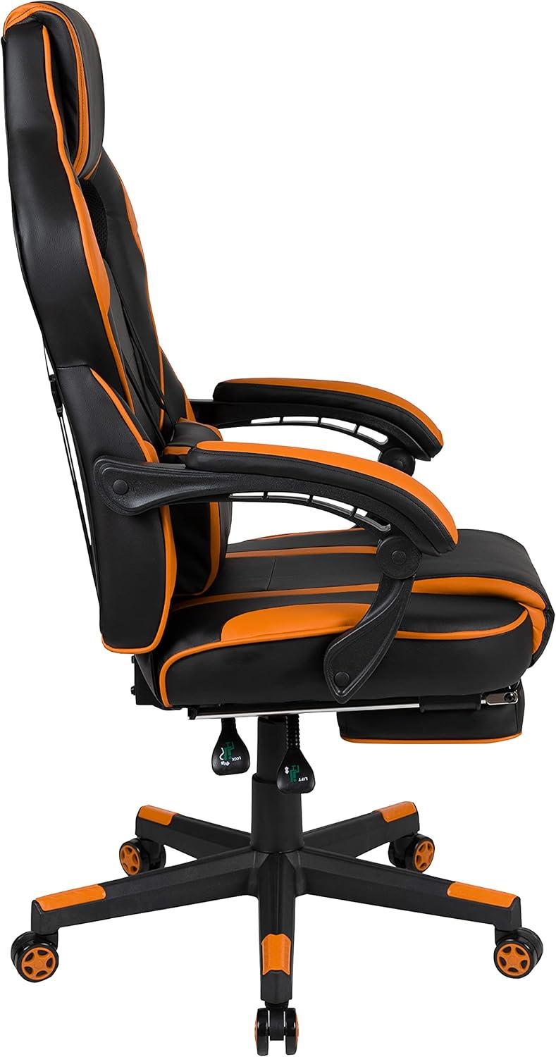 imageFlash Furniture X30 Gaming Chair Racing Office Ergonomic Computer Chair with Fully Reclining Back and SlideOut Footrest in Gray LeatherSoftBlackOrange