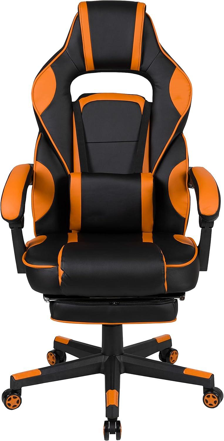 imageFlash Furniture X30 Gaming Chair Racing Office Ergonomic Computer Chair with Fully Reclining Back and SlideOut Footrest in Gray LeatherSoftBlackOrange