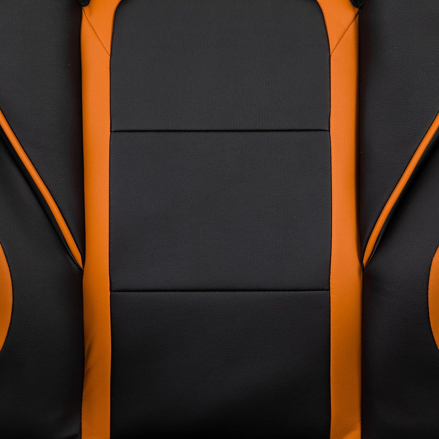 imageFlash Furniture X30 Gaming Chair Racing Office Ergonomic Computer Chair with Fully Reclining Back and SlideOut Footrest in Gray LeatherSoftBlackOrange