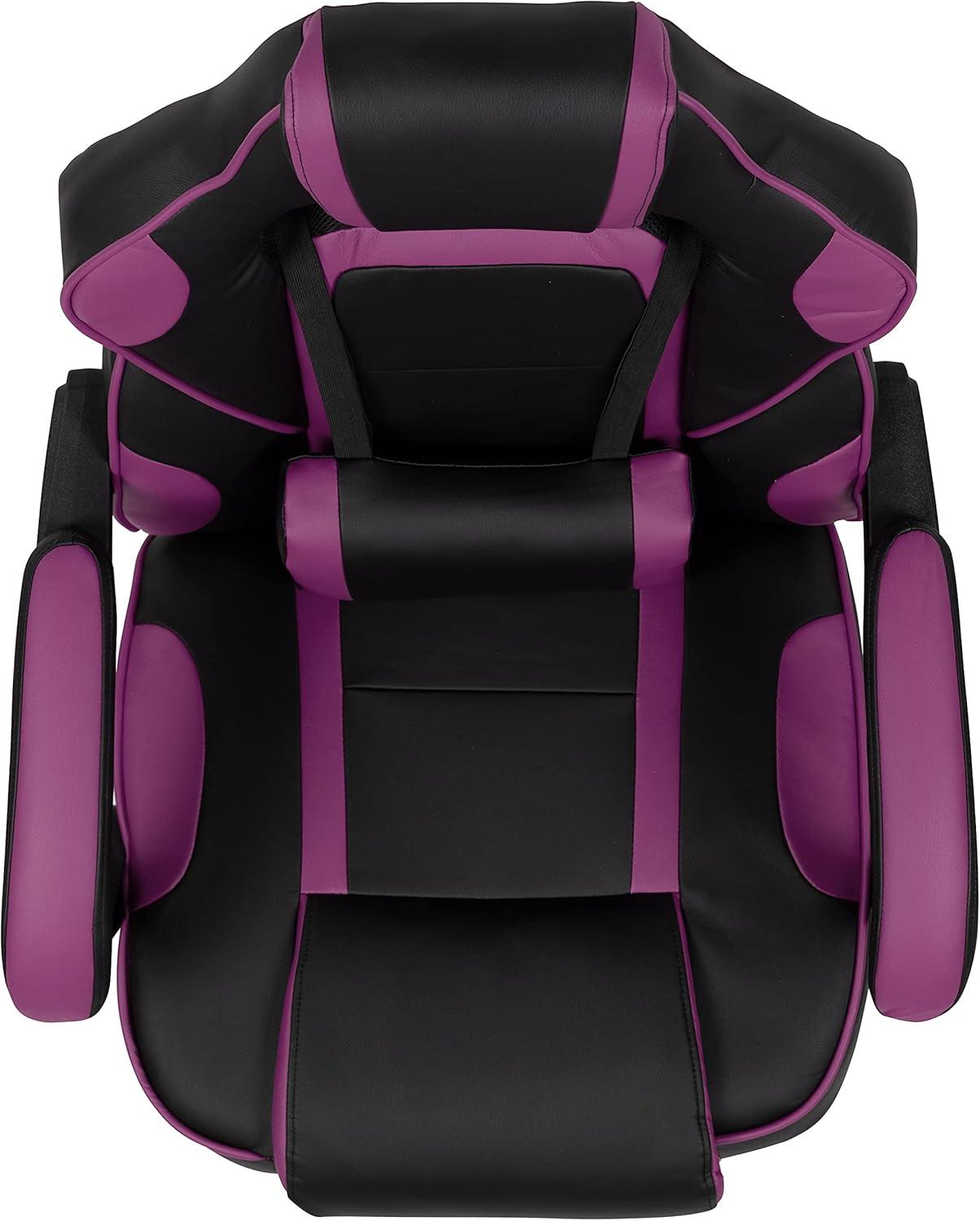 imageFlash Furniture X30 Gaming Chair Racing Office Ergonomic Computer Chair with Fully Reclining Back and SlideOut Footrest in Gray LeatherSoftBlackPurple