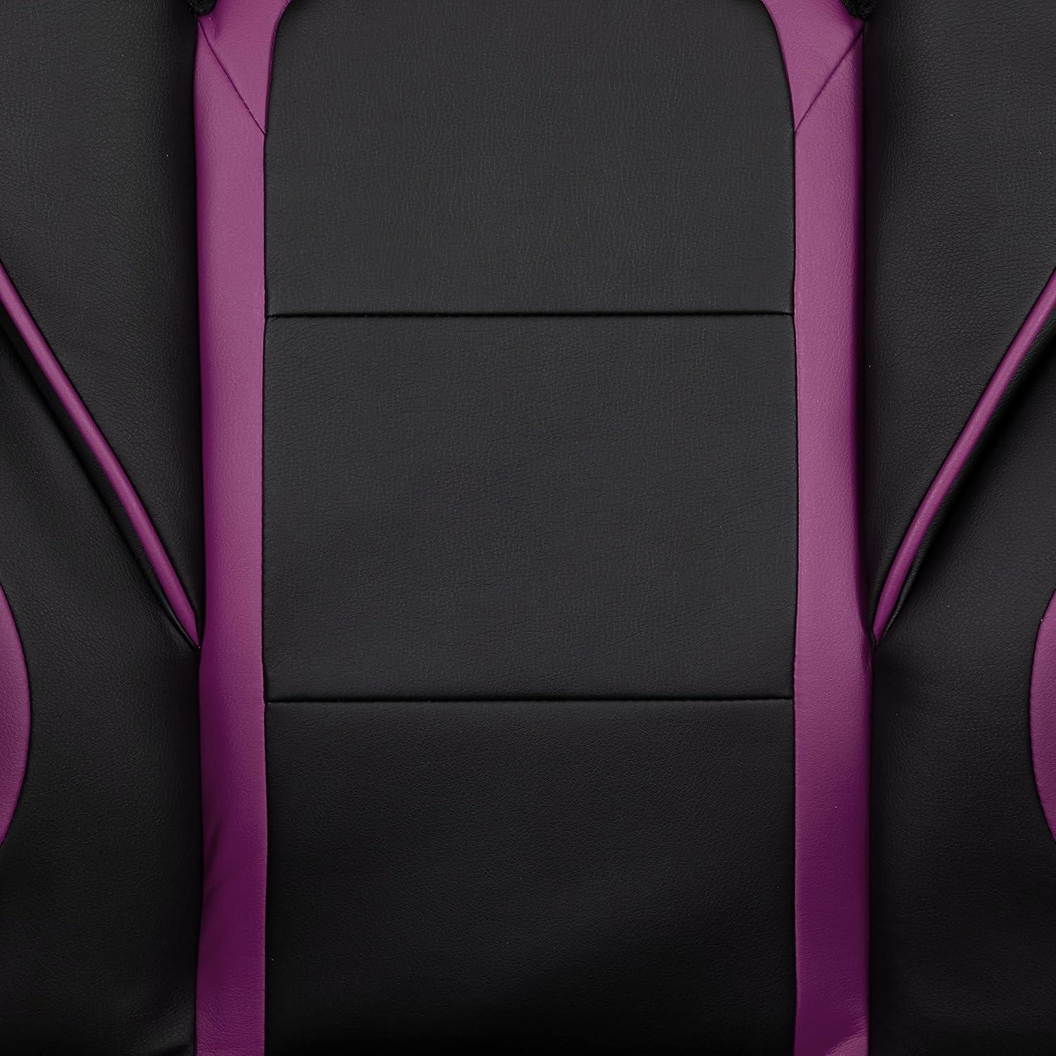 imageFlash Furniture X30 Gaming Chair Racing Office Ergonomic Computer Chair with Fully Reclining Back and SlideOut Footrest in Gray LeatherSoftBlackPurple